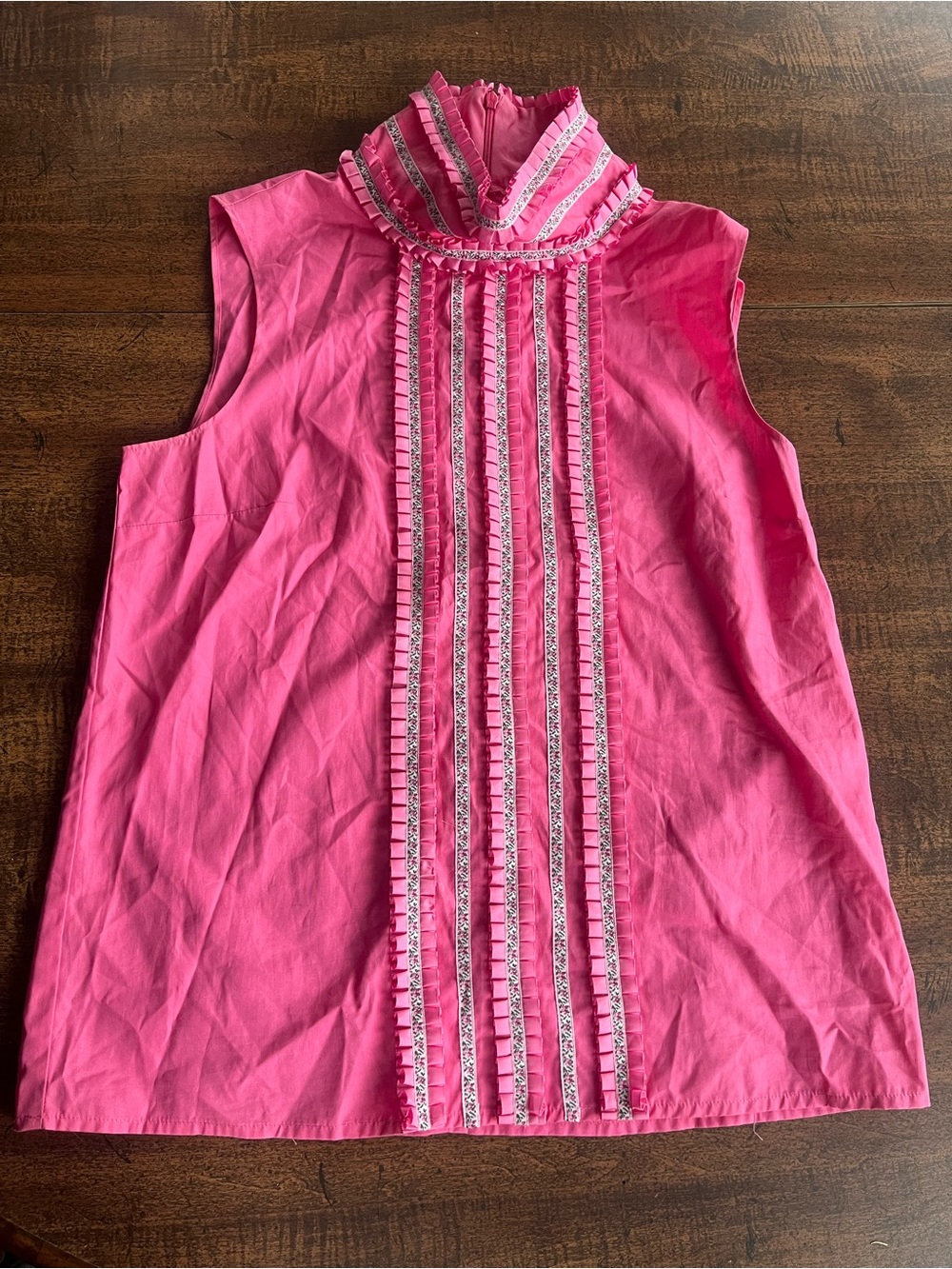 Sportmax Defile Max Mara Pink Ruffle Cotton Blouse Top Italy Sz 4 Victorian Insp